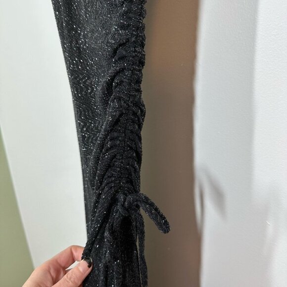 VINTAGE City Triangles Black Sparkle Slip Dress Size Medium - Picture 5 of 8